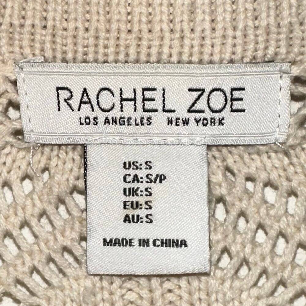 Rachel Zoe Cream Cotton Blend Knit Button Front Sweater Size Small - Picture 3 of 12